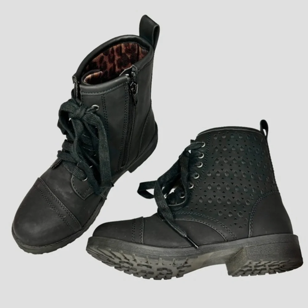 SO American Heritage Ivy Boots‎ Black Girls Size 12 Side Easy Zip Combat Boots